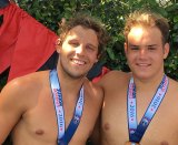 Tigers Nathan Olson (left) and Calvin Rhoads were part of a valley team to participate in Junior Olympics Water Polo in San Jose.